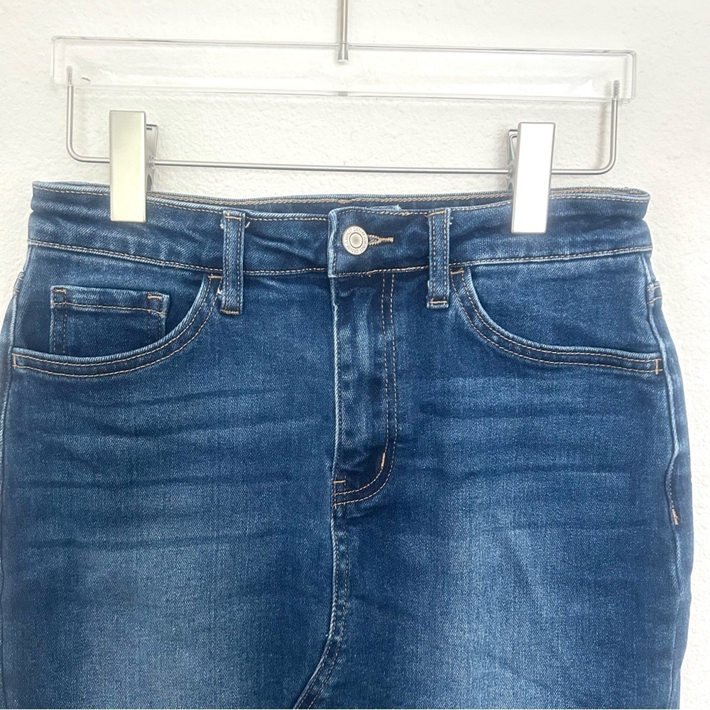 Vervet Denim Jean Skirt Notch Slit 5 Pocket Zip Fly Summer Staple Size Small - Picture 2 of 10